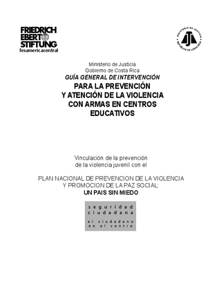 Guía general de intervención para la prevención y atención de la violencia con armas en centros educativos