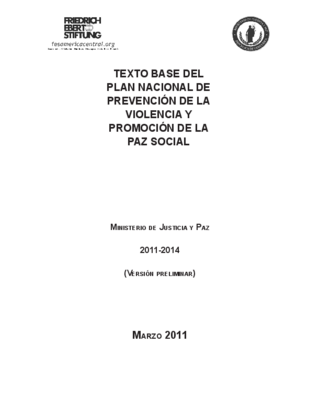 Texto base del plan nacional de prevención de la violencia y promoción de la paz social