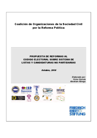 Propuesta de reformas al codigo electoral sobre sistema de listas y candidaturas no partidarias
