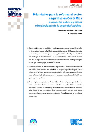 Prioridades para la reforma al sector seguridad en Costa Rica