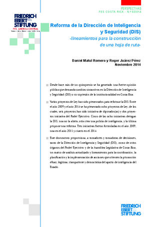 Reforma de la Dirección de Inteligencia y Seguridad (DIS)