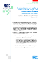 Recomendaciones para ampliar la participación de la energía solar fotovoltaica en Costa Rica