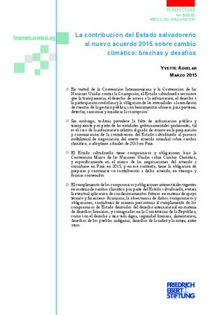 La contribución del Estado salvadoreño al nuevo acuerdo 2015 sobre cambio climático