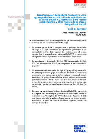 Transformación de la matriz productiva: de la agroexportación y sustitución de importaciones al neoliberalismo