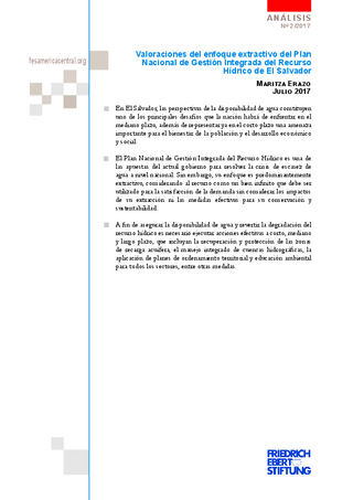 Valoraciones del enfoque extractivo del plan nacional de gestión integrada del recurso hídrico de El Salvador
