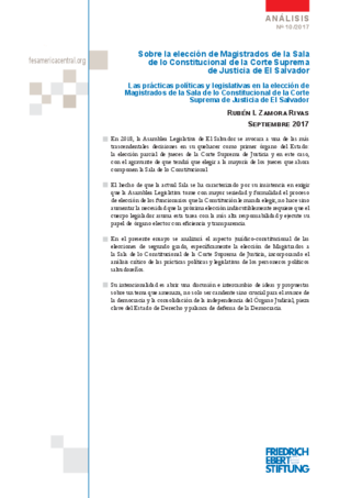 Sobre la elección de magistrados de la Sala de lo Constitucional de la Corte Suprema de Justicia de El Salvador