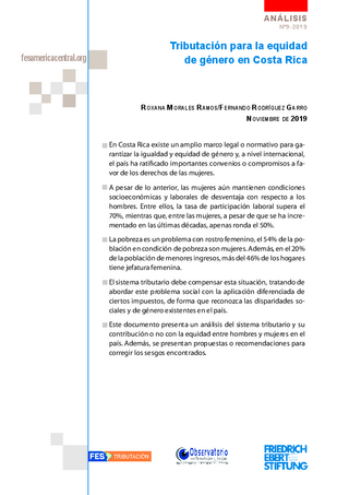 Tributación para la equidad de género en Costa Rica