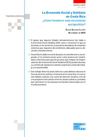 La economía social y solidaria en Costa Rica